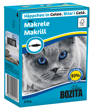 Bozita Natvoer Katten Tetra Feline Makreel hapjes in gelei 370 gram 