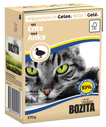 Bozita Natvoer Katten Tetra Feline Eend hapjes in gelei 370 gram 